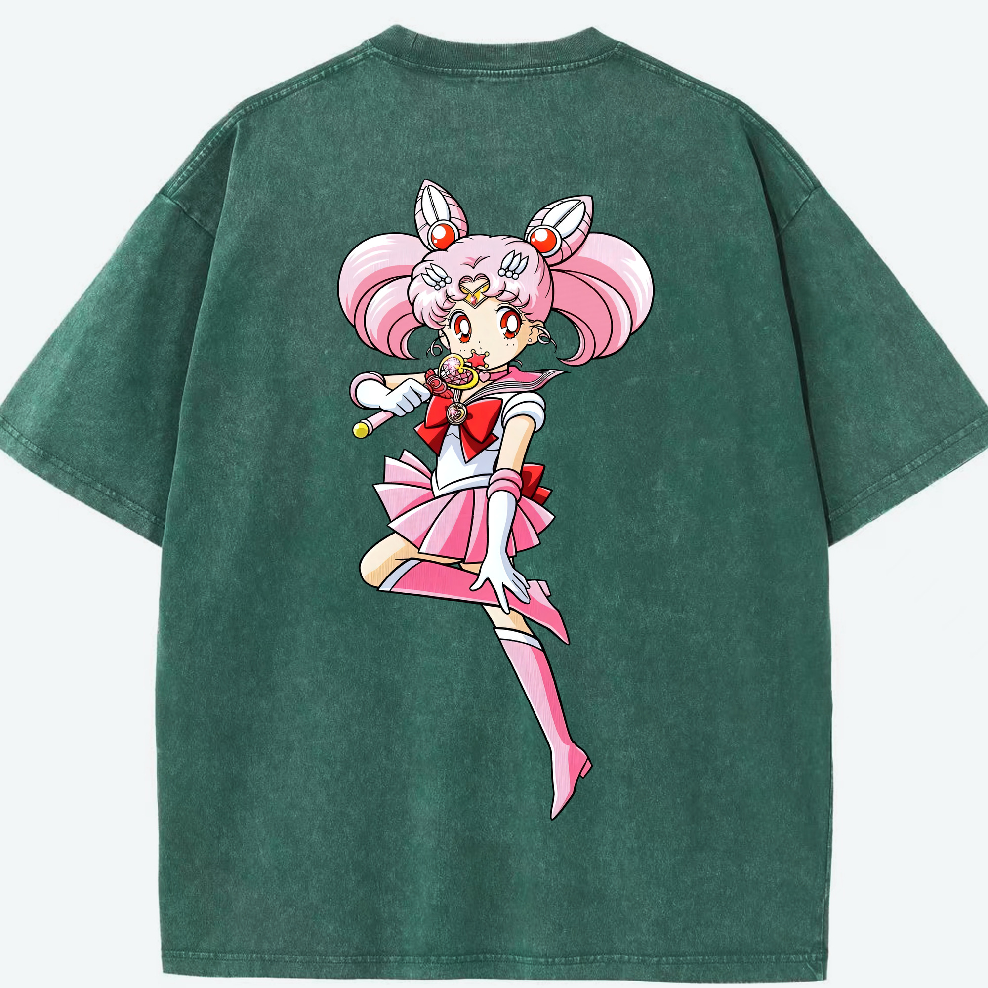（画像用） 美少女戦士セーラームーン ちびうさ Sailor Moon Chibiusa Tsukino Usagi Small Lady Serenity 綿100% ヴィンテージ風 半袖Tシャツ（背面プリント）